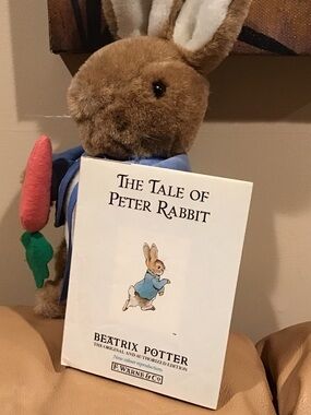 Vintage Beatrix potter Peter Rabbit and book.